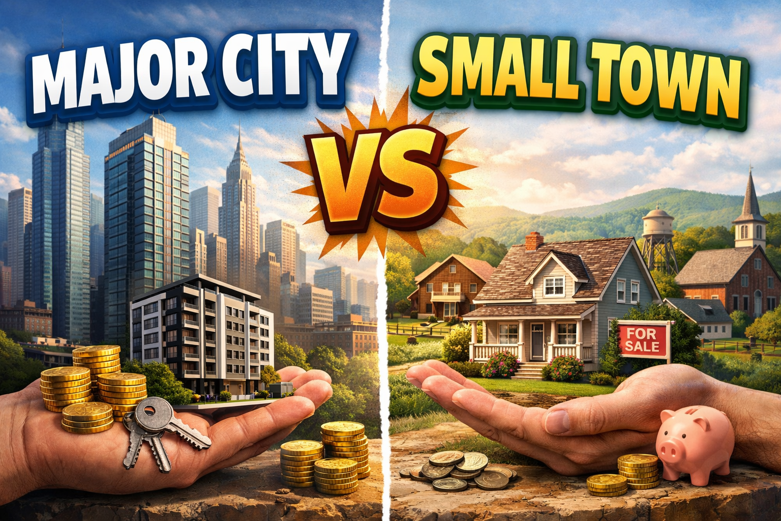 Buying Property in Major Cities vs Small Towns Worldwide
